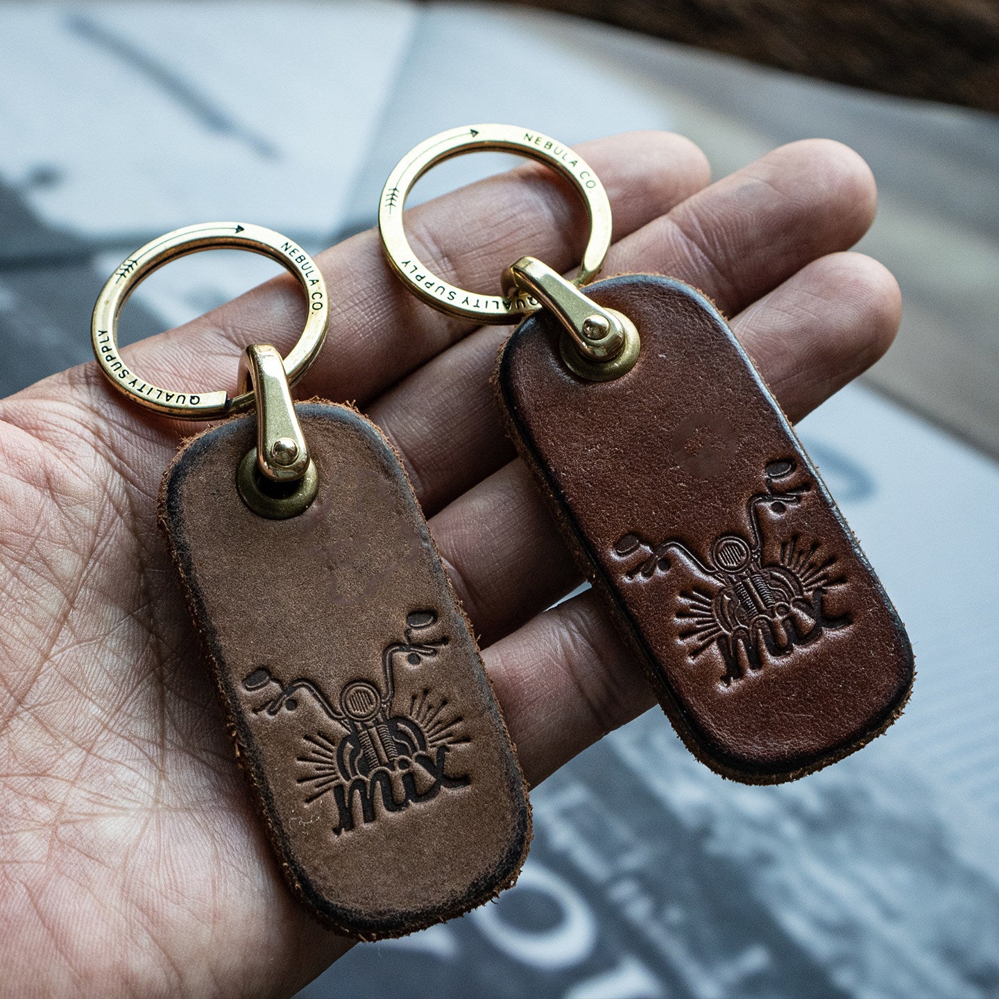 Vintage Distressed Leather Motorcycle Keychain – Custom Key Fob – Japanese vintage | yamalin clothes | Yamalinclothes