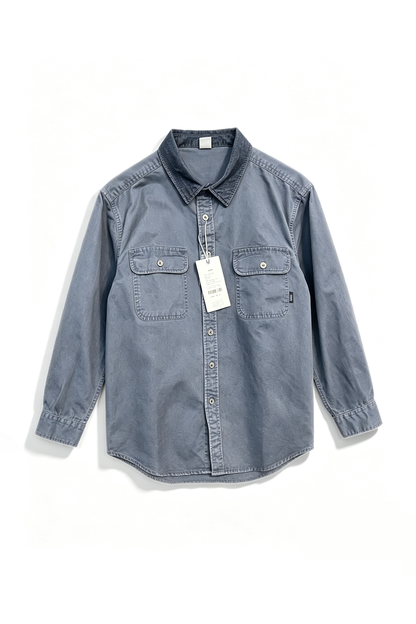 Contrast Stitch Lapel Cotton Shirt – American Retro Workwear Pocket Unisex – Coats Jackets | japanese streetwear | vintage workwear | unisex | Yamalinclothes