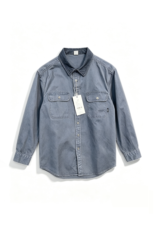 Contrast Stitch Lapel Cotton Shirt – American Retro Workwear Pocket Unisex – Japanese vintage | fall outfits 2026 | fall winter outfits | classy winter outfits | lazy comfy outfits | japanese streetwear | vintage workwear | yamalin clothes | Yamalinclothes