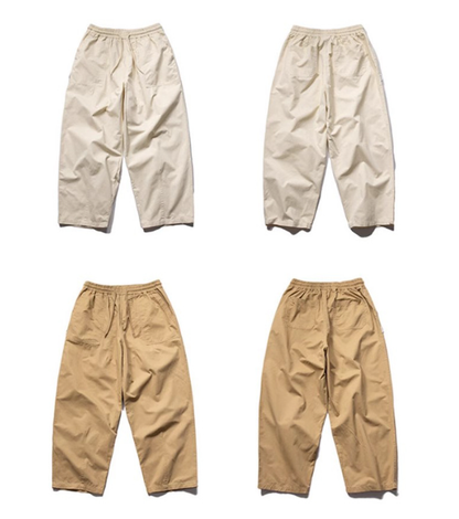 Washed Brushed Cotton Cargo Wide-Leg Trousers – Oversized Unisex Slacks