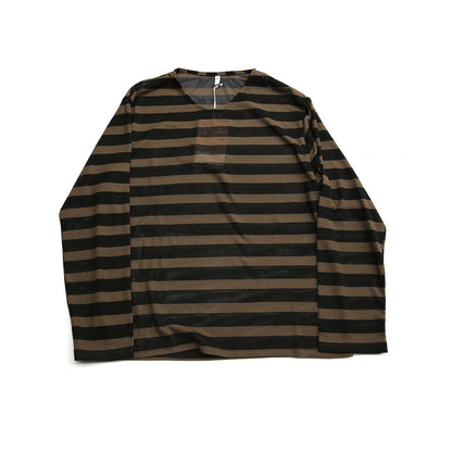 Striped Long Sleeve Crew Neck Tee – Men's Casual Lightweight Commuter T-Shirt