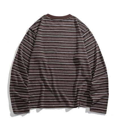 Japanese Vintage Stripe Long-Sleeve T-Shirt – Relaxed Unisex Base Layer Top