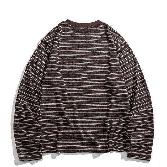 Japanese Vintage Stripe Long-Sleeve T-Shirt – Relaxed Unisex Base Layer Top – Japanese vintage | yamalin clothes | Yamalinclothes