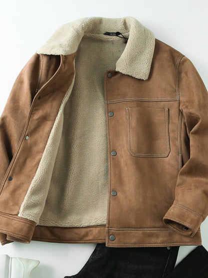 Suede Fleece Workwear Jacket – American Retro Thick Warm Unisex – Japanese vintage | fall outfits 2026 | fall winter outfits | classy winter outfits | lazy comfy outfits | japanese streetwear | vintage workwear | yamalin clothes | Yamalinclothes