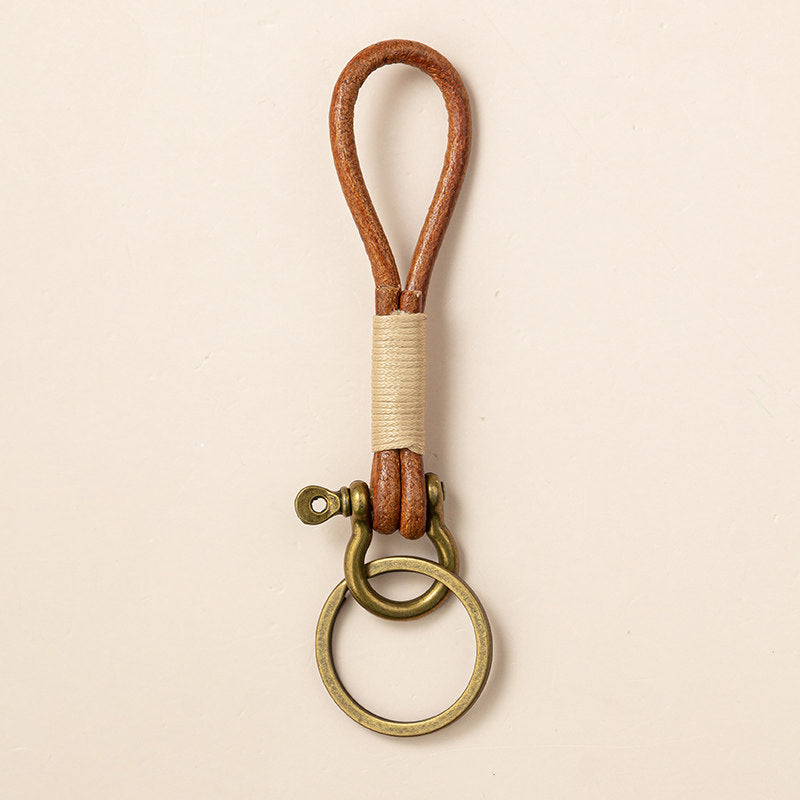 Vintage Cowhide Leather Keychain – Bracelet Pendant Charm – Japanese vintage | yamalin clothes | Yamalinclothes