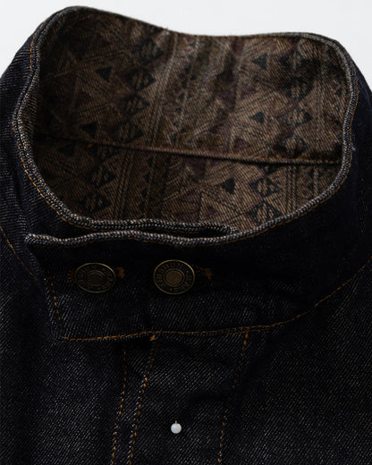Vintage Ethnic Jacquard Denim Jacket – Oversized Unisex Embroidered Trucker Coat