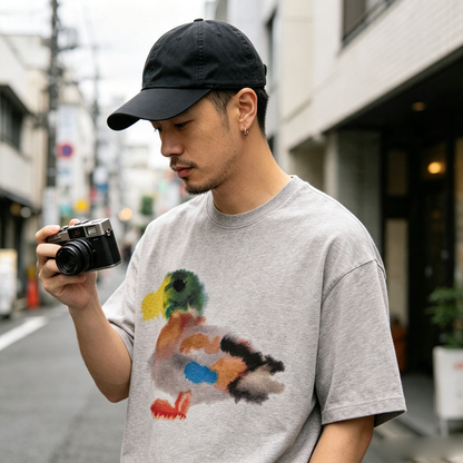 Heavyweight 260g Graffiti Duck Oversized Tee – Drop Shoulder Streetwear T-Shirt – Japanese vintage | yamalin clothes | Yamalinclothes
