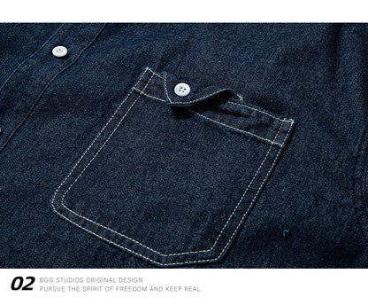 Denim Shirt – Washed Finish & Button Chest Pocket | Yamalinclothes