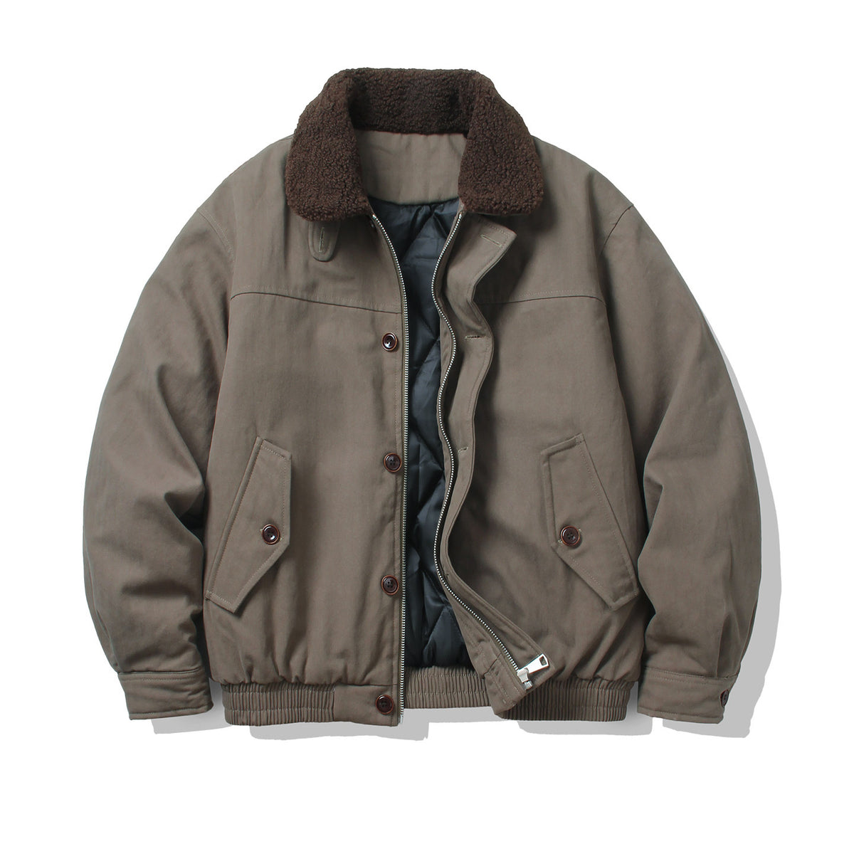 Fur Collar Turn-Down Utility Cotton Jacket – Vintage Loose Outdoor Unisex