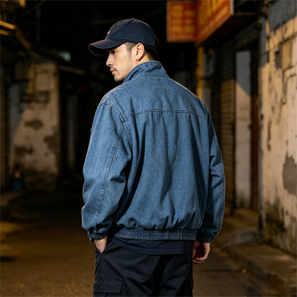 Japanese Workwear Multi-Pocket Stand Collar Jacket – Loose Oversized Men's Coat