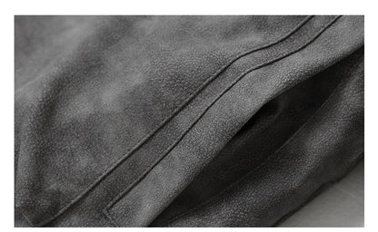 Embroidered Stand Collar Leather Jacket – American Retro Thickened Windproof Unisex – Coats Jackets | japanese streetwear | vintage workwear | unisex | Yamalinclothes