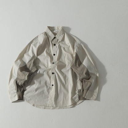 Japanese Patchwork Workwear Shirt – Heavyweight Loose Wide-Fit Long-Sleeve