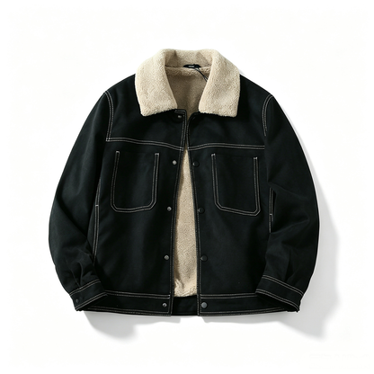 Suede Fleece Workwear Jacket – American Retro Thick Warm Unisex – Japanese vintage | fall outfits 2026 | fall winter outfits | classy winter outfits | lazy comfy outfits | japanese streetwear | vintage workwear | yamalin clothes | Yamalinclothes