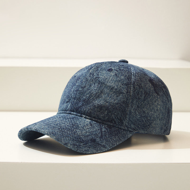 Blue washed denim baseball hat women's spring and summer street outing, versatile sunscreen shade cap, small face – cap | japanese streetwear | vintage workwear | unisex | Yamalinclothes