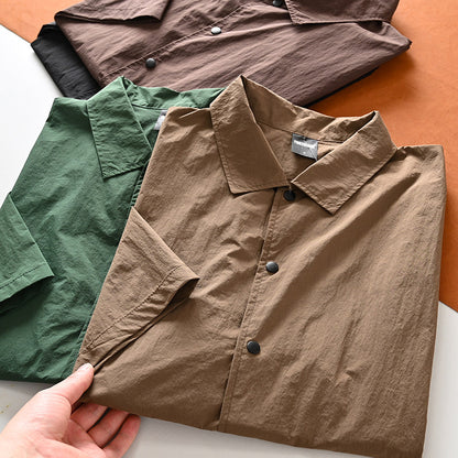 Mountain function + loose wide version! ODM Order! Short-sleeved jacket with lapels for men in summer | Japanese vintage | yamalin clothes | Yamalinclothes