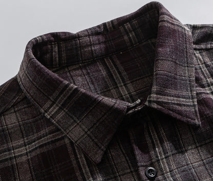Japanese Vintage Large Plaid Wool-Blend Long-Sleeve Shirt – Oversized Unisex