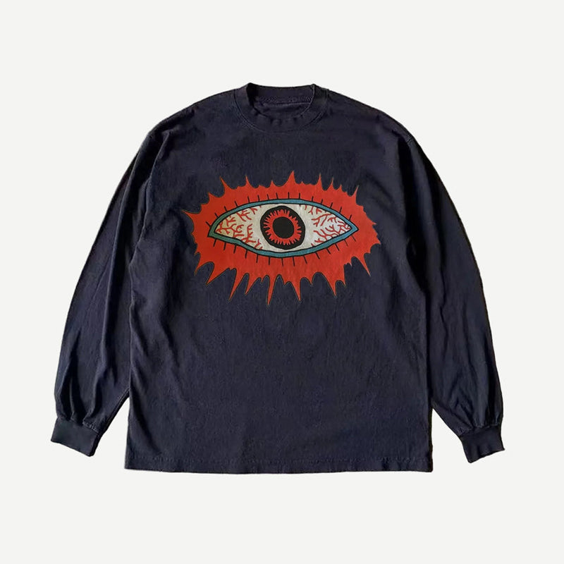 260g Heavyweight Cotton Long Sleeve T-Shirt – Niche Unisex American Retro