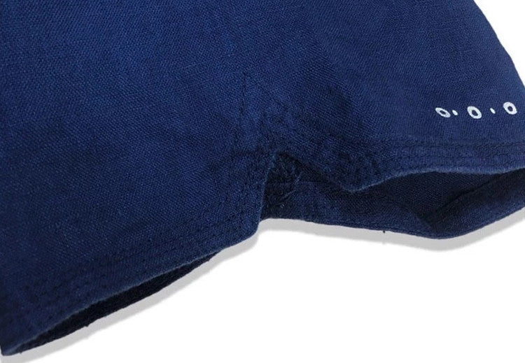 Blue Dyed Denim Print Stitching Shirt – Japanese Retro Unisex Casual
