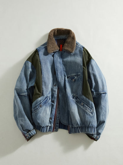 Heavyweight Washed Deconstructed Down Denim Jacket – Oversized Unisex