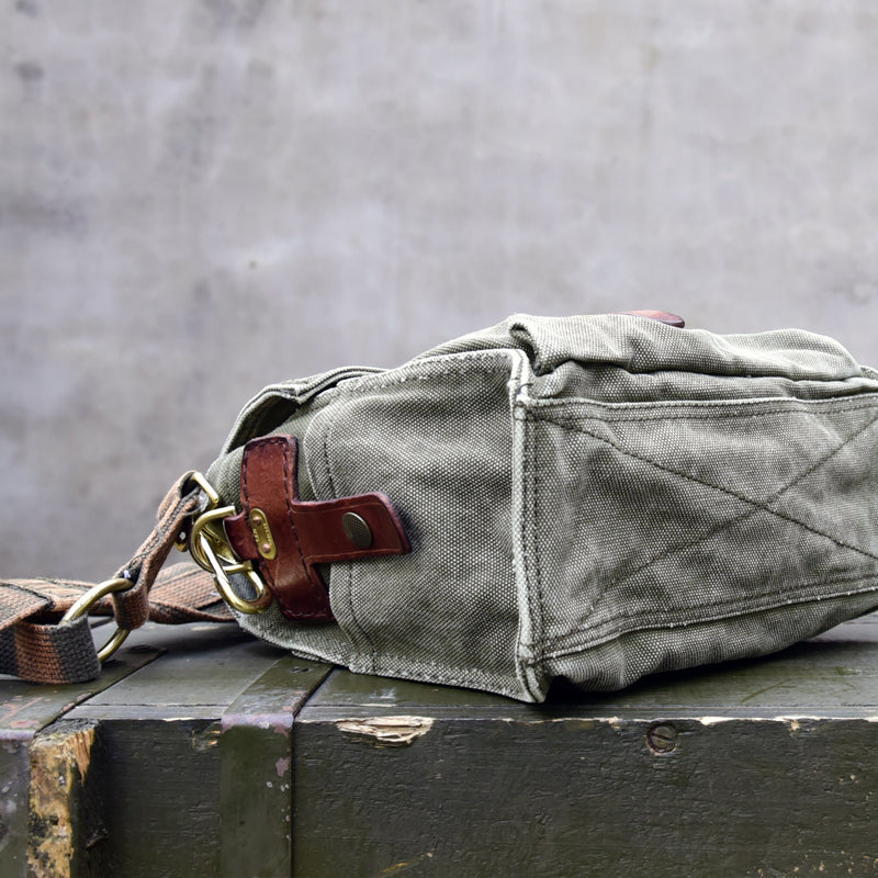 Vintage Washed Canvas Messenger Bag – Military Workwear Crossbody Satchel | Japanese vintage | yamalin clothes | Yamalinclothes