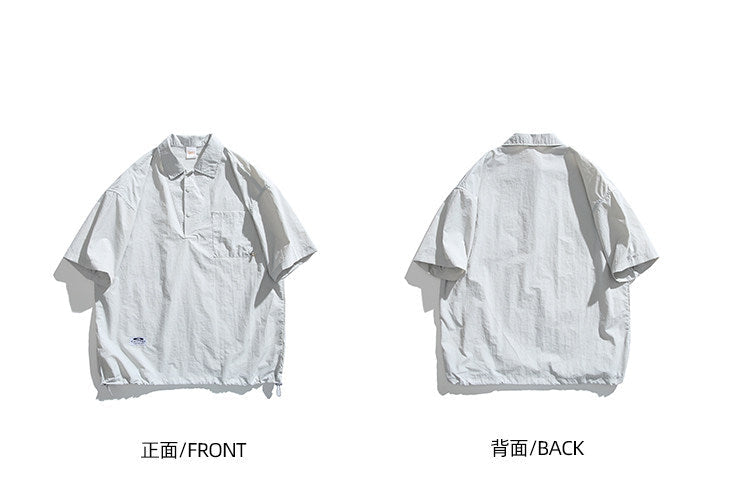 Japanese Retro Quick-Dry Short-Sleeve Shirt – Relaxed Unisex Outdoor Nylon Tee