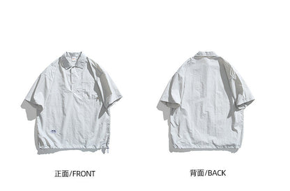Japanese Retro Quick-Dry Short-Sleeve Shirt – Relaxed Unisex Outdoor Nylon Tee