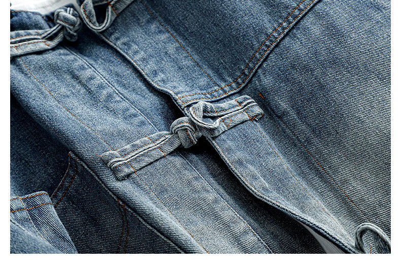 Chinese Frog Button Denim Jacket – Vintage Cotton Oversized Unisex