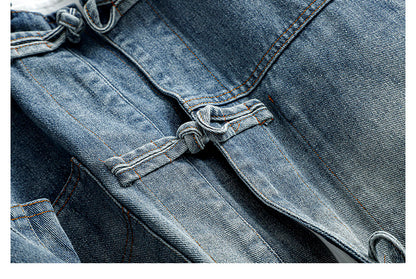 Chinese Frog Button Denim Jacket – Vintage Cotton Oversized Unisex