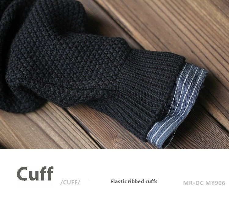 Thick Knit Cardigan Jacket – Cut-Out Detail Loose Unisex Sweater Coat