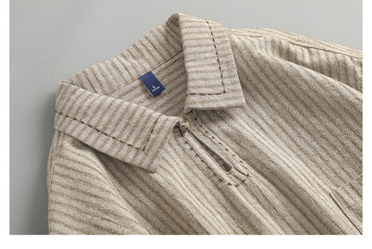 Japanese Vintage Striped Polo Shirt – Loose Fit Old Money Short Sleeve for Men – Japanese vintage | yamalin clothes | Yamalinclothes