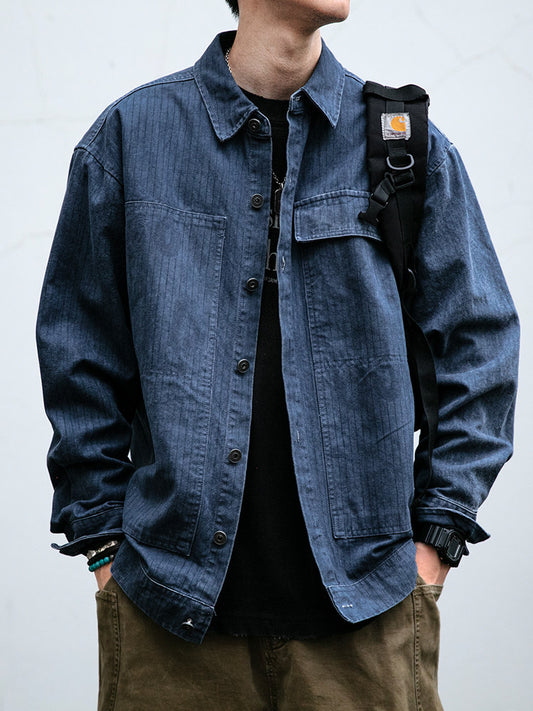 310G Heavyweight Pique Striped Work Shirt - Enzyme Washed Vintage (Men)