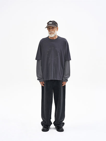 Vintage Two-Piece Look Striped Long Sleeve T-Shirt – Washed Cotton (Men)