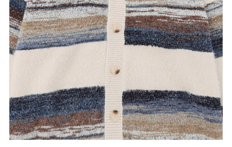 Retro Striped Cardigan Sweater – Simple Unisex Designer Knitwear