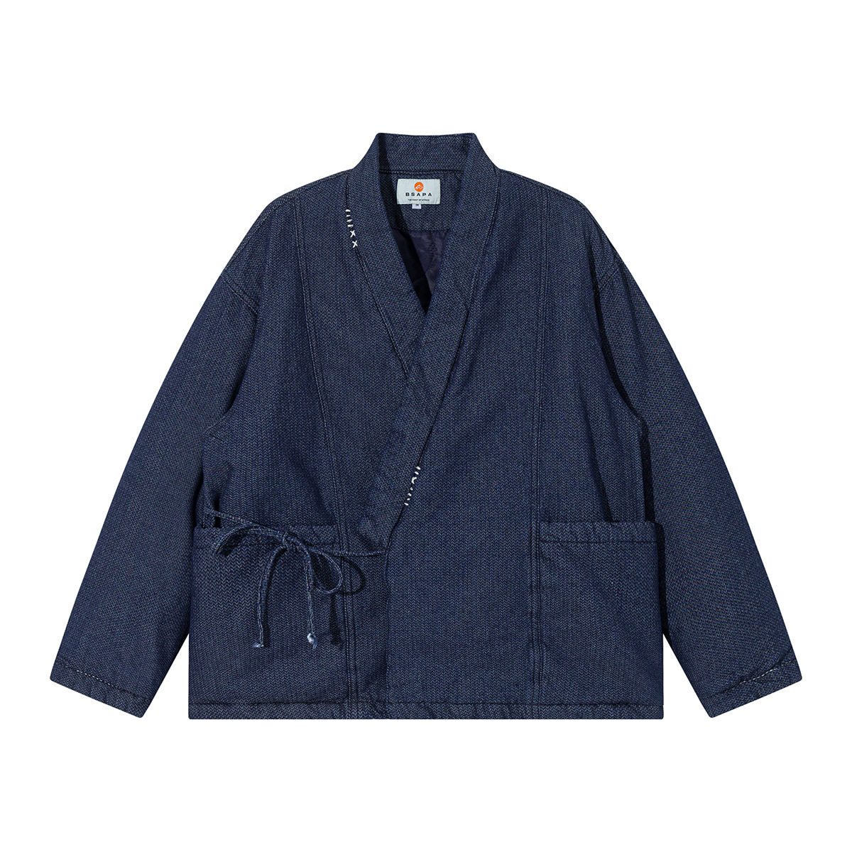 INDIGO STYLE Vintage Taoist Robe Denim Jacket - Two-Tone Oversized Coat (25AW)