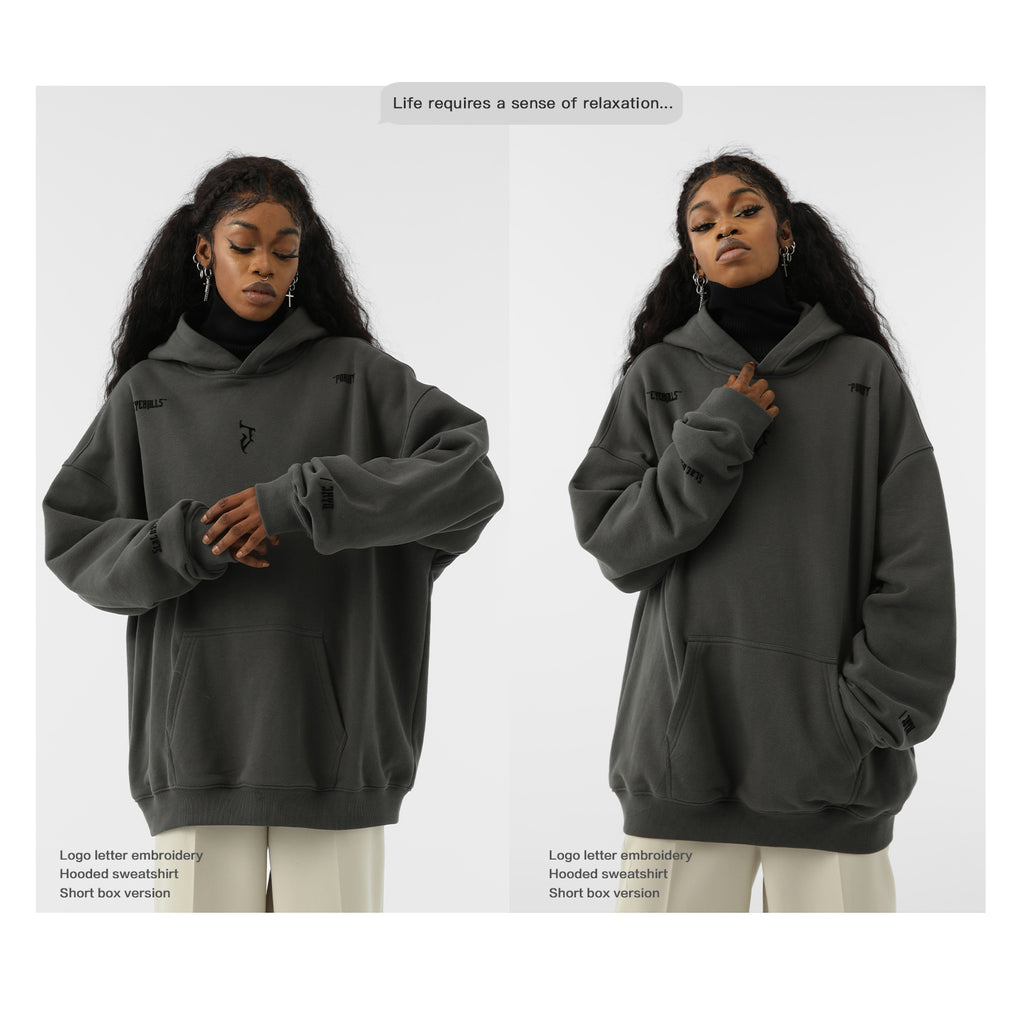 “J” Gothic Letter Hoodie – American High-Street Heavyweight Sweater