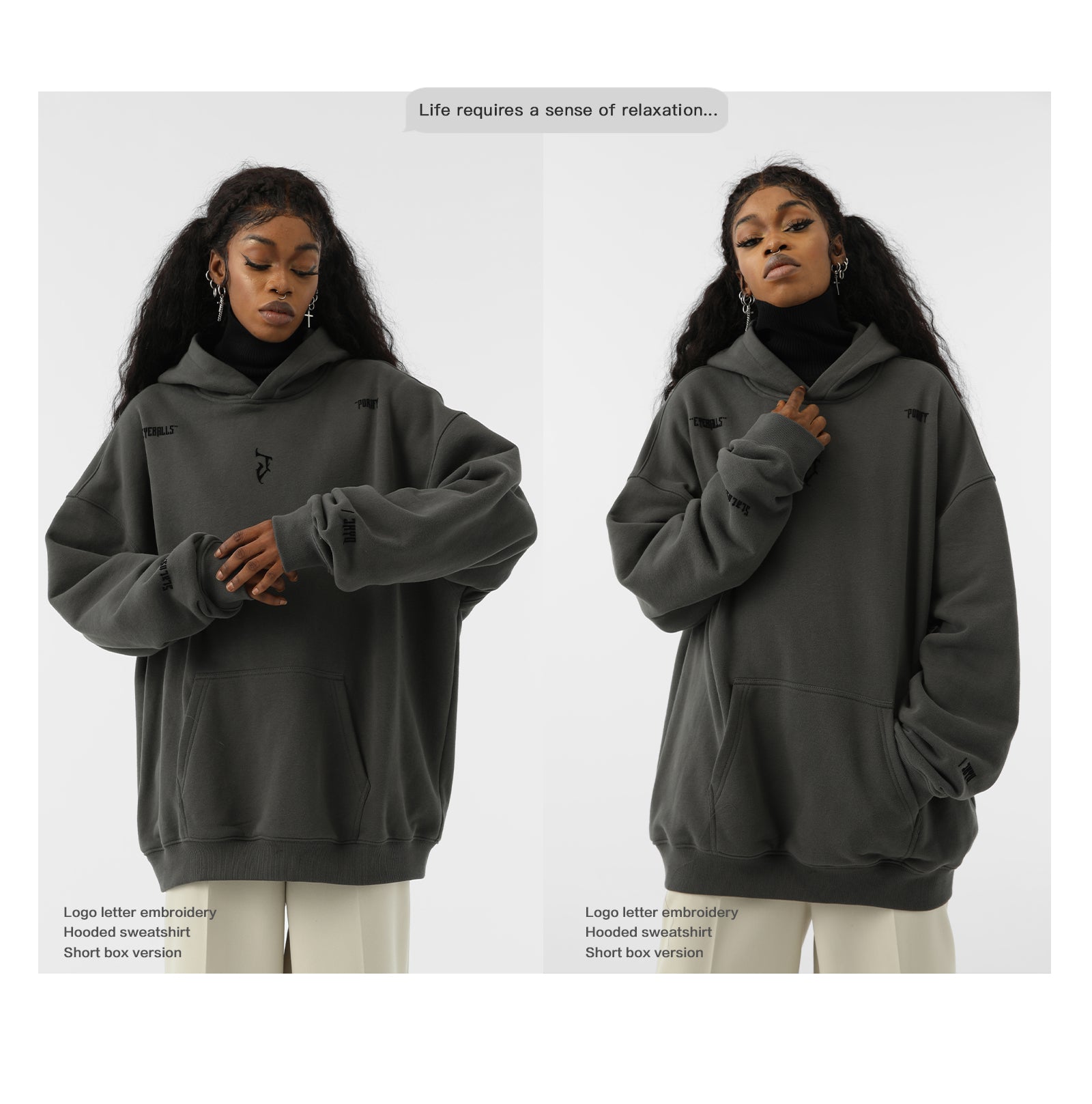 “J” Gothic Letter Hoodie – American High-Street Heavyweight Sweater