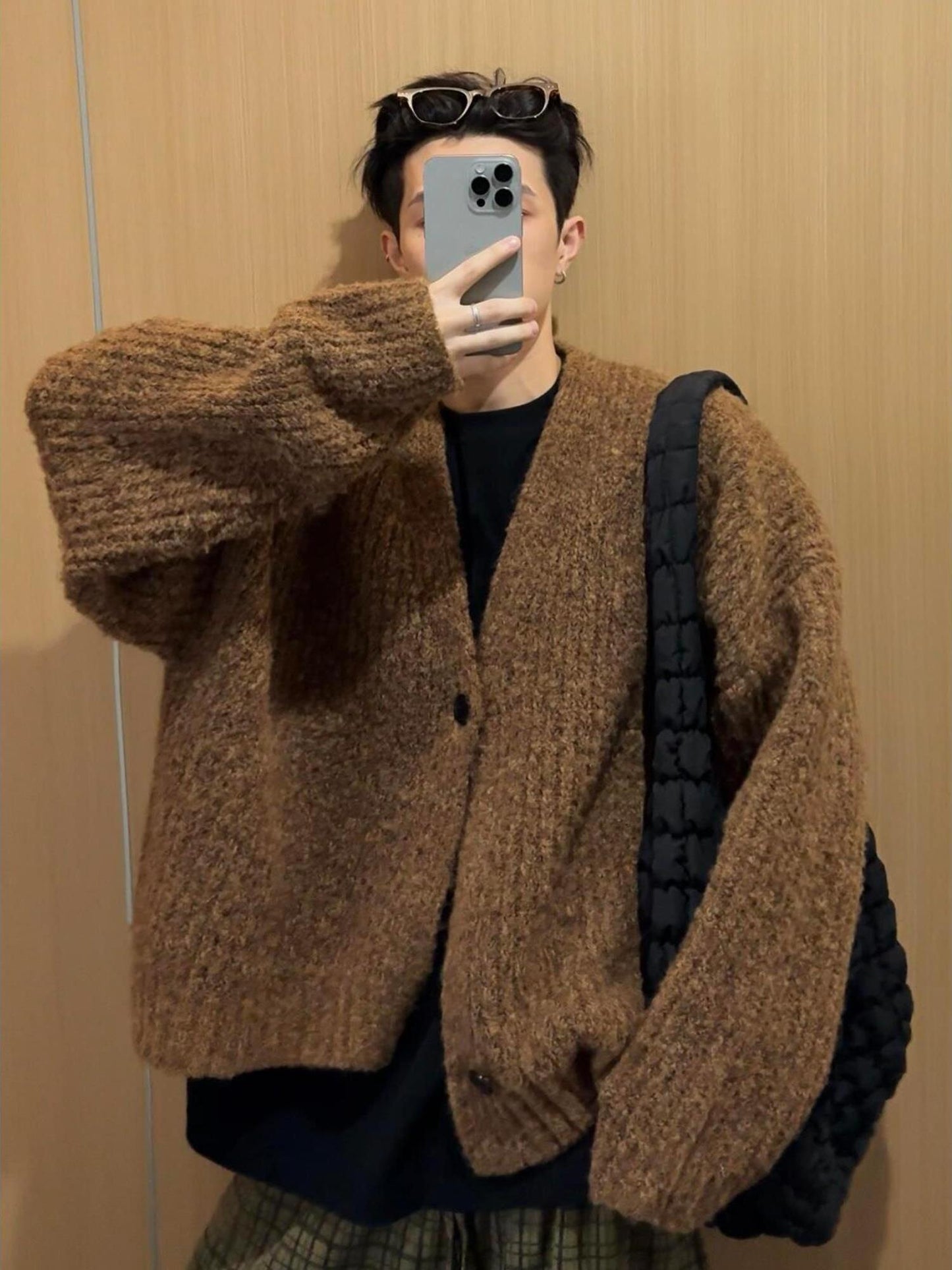 American Style Short-Wide Knit Cardigan – Loose Spring/Autumn Jacket (Unisex)