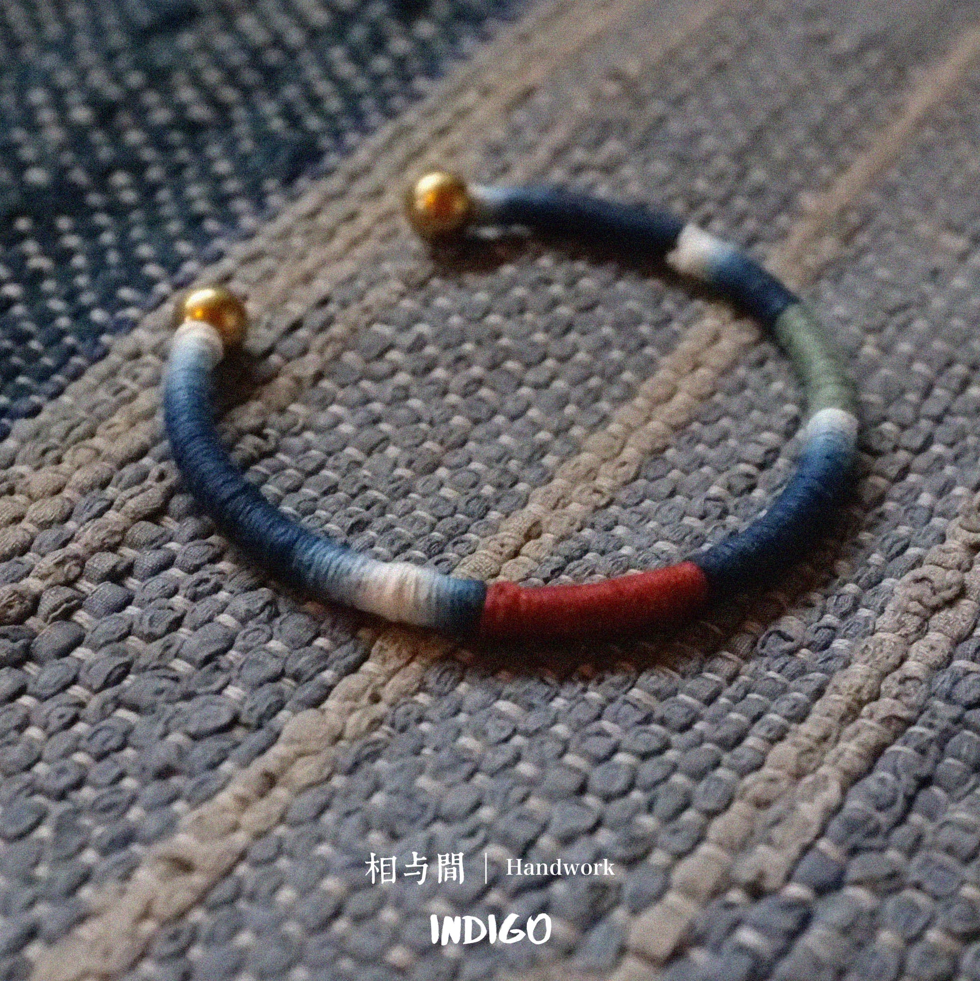 Original Blue Dyed Persimmon Bracelet Plant Dyed Tie-Dye Couple Niche Intangible Cultural Heritage Retro Brass Bracelet