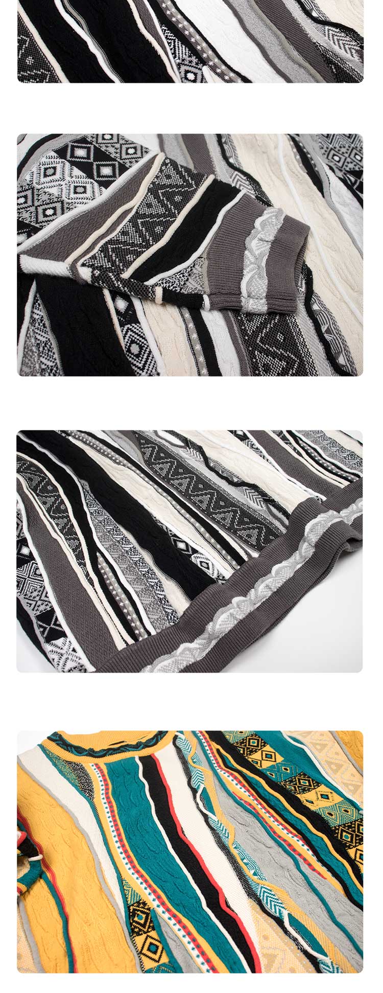 New Year Limited Edition Colorful Egg MEDRIA Retro Sweater Pop Style Bitter Melon Striped Ethnic Pullover Sweater Multi-Color Series