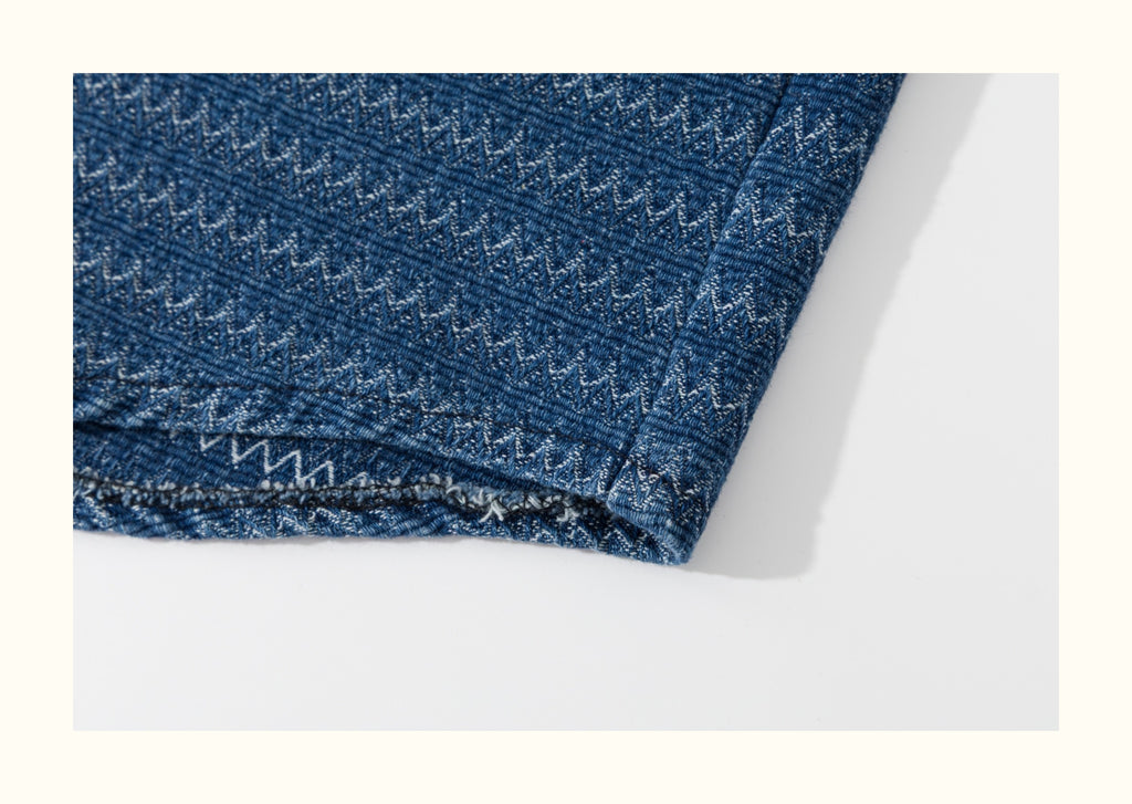 Japanese Ethnic Jacquard Denim Shirt Jacket – Loose & Cozy for Autumn/Winter