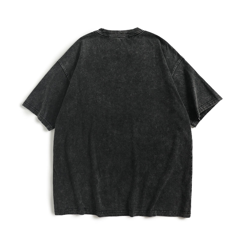 Handmade Anti-War Symbol Embroidered Heavy Cotton Tee – Unisex 270g Crewneck, Loose Fit