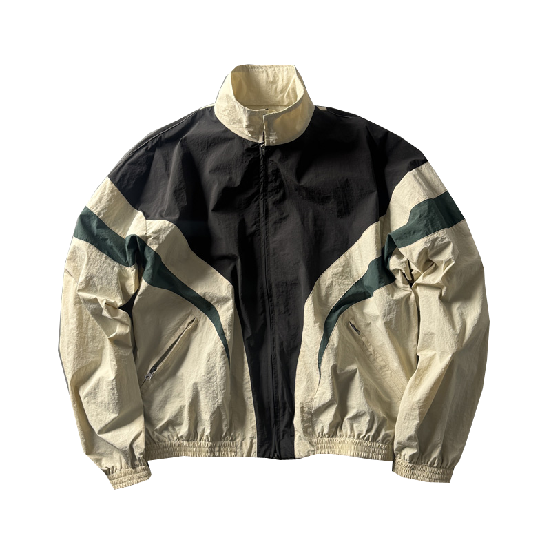 80s Retro Color-Block Mountain Jacket - Stand Collar Outdoor Coat