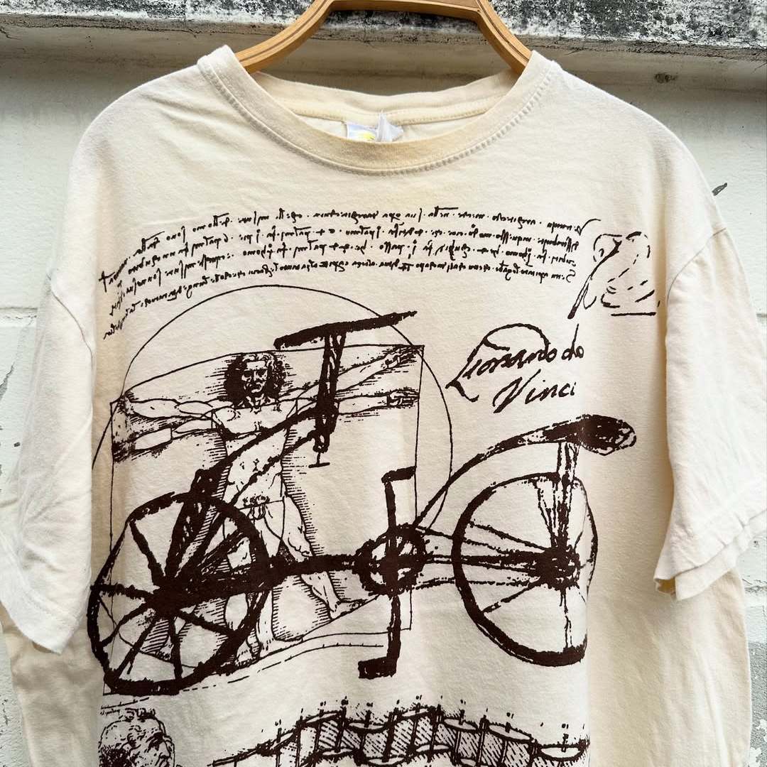 Autismss Treasure House Recommended Goods! Bicycle Line Drawing Apricot Couple Outfit Youth Student Short Sleeve T-Shirt