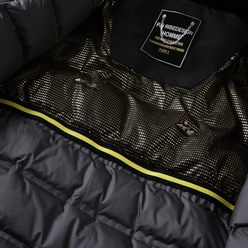 Men's Winter Outdoor 700 Fill Power Down Jacket - Windproof Waterproof Hooded Mid-Length Cold-Resistant Coat