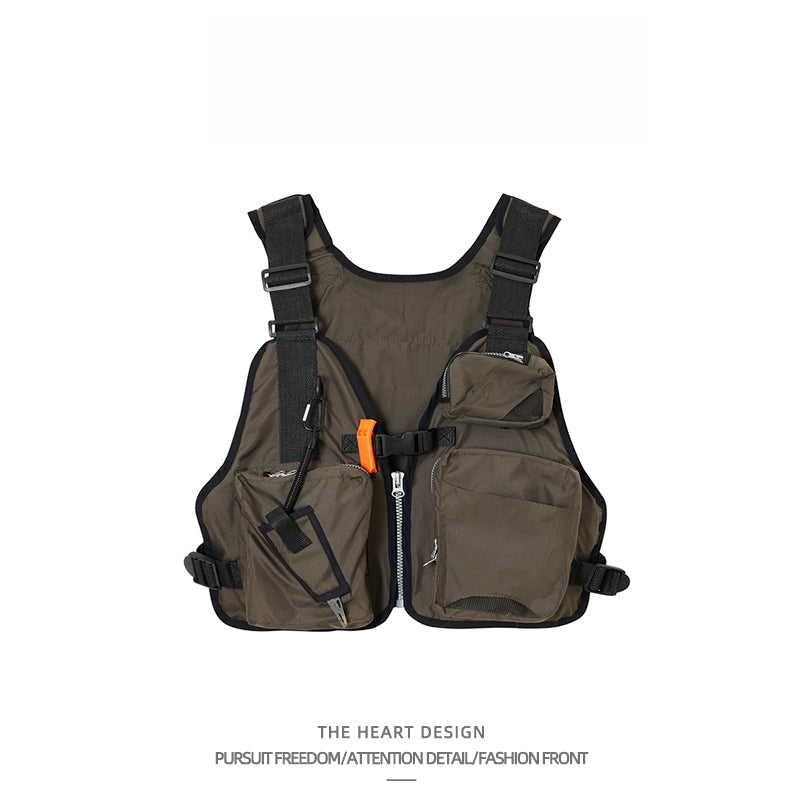 High Street American Style Outdoor Vest for Men and Women, Multi-Functional with Multiple Pockets, Adjustable, Casual, Stylish, Versatile, Roadster Vest for Men