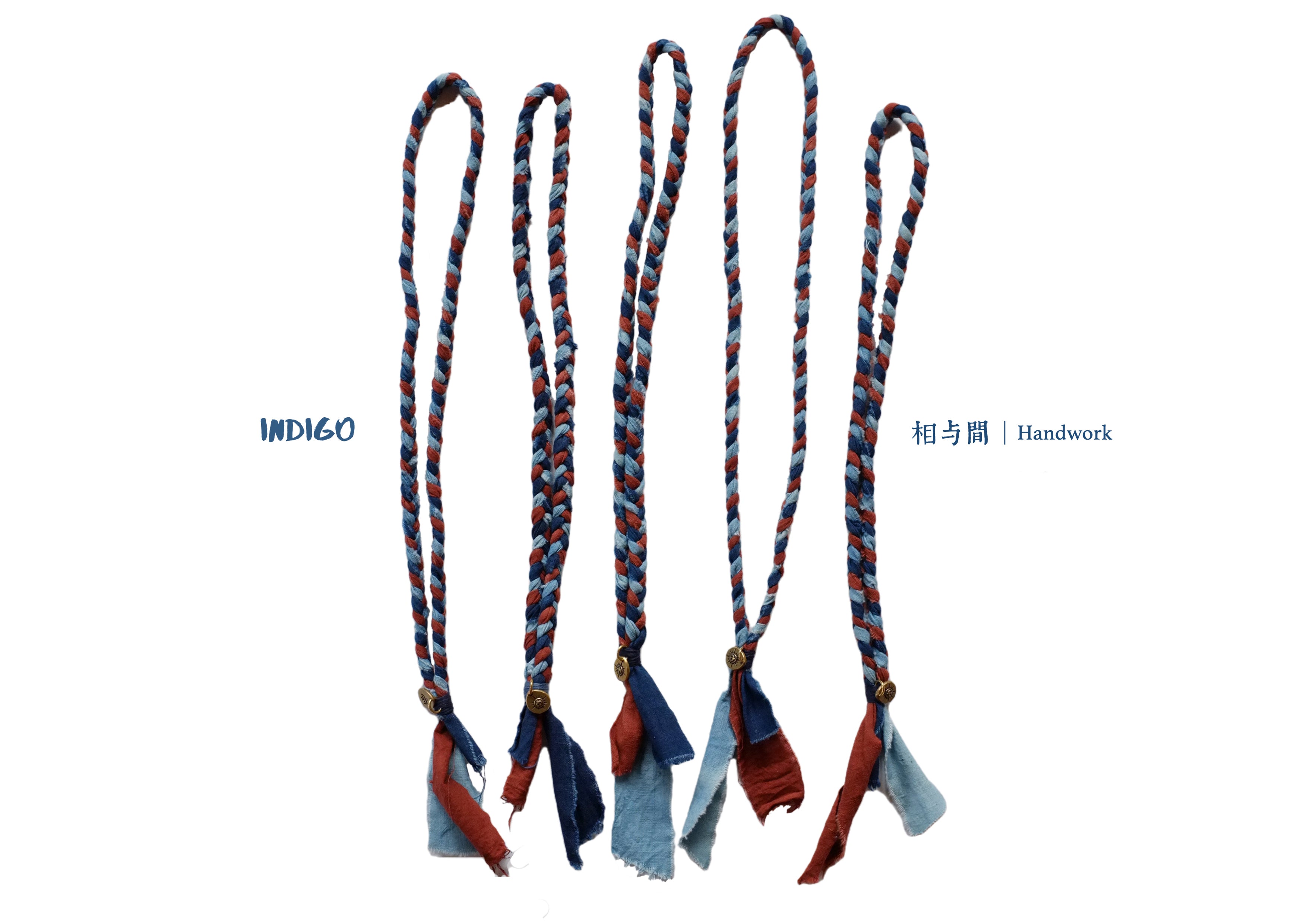 Blue Dyed Sandalwood Red Plant Dye Ancient Cloth Necklace Handmade Braided Rope Amekaji Retro Woven Hanging Rope