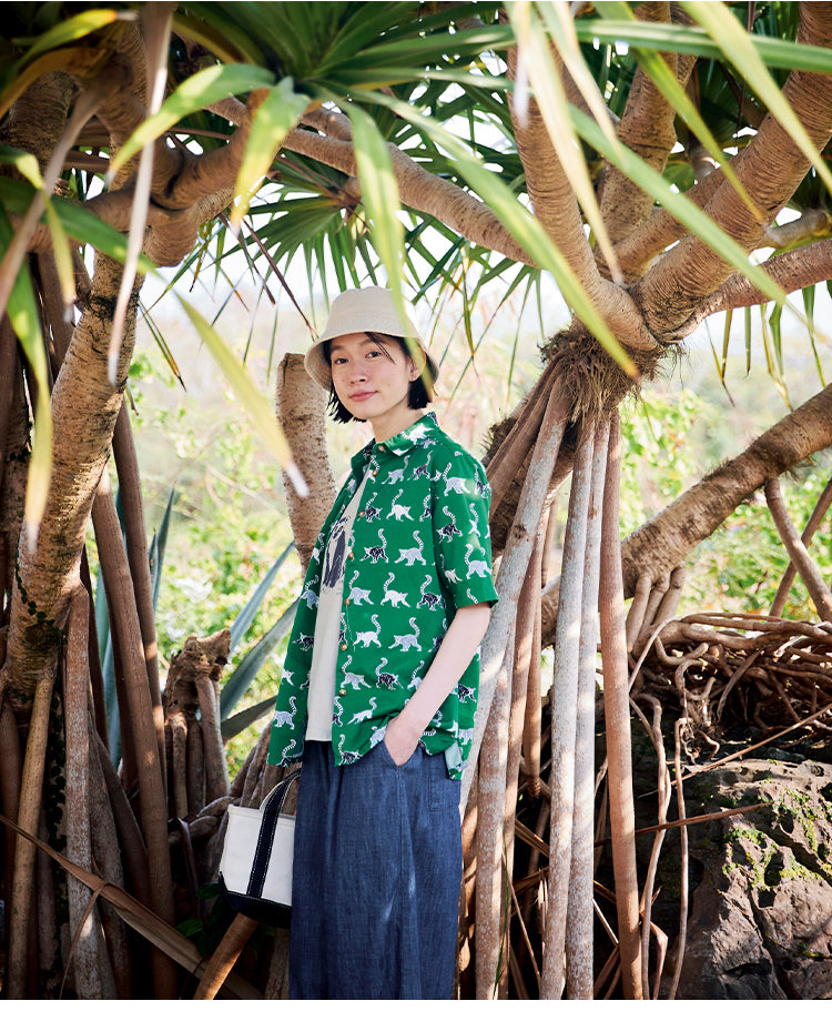 Cotton Japanese Lémur Catta Printed Shirt