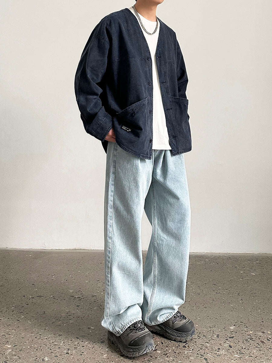 Jacket Cardigan Denim Coat Spring New OOTD Outfit Retro Men's Top