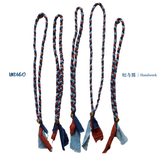Blue Dyed Sandalwood Red Plant Dye Ancient Cloth Necklace Handmade Braided Rope Amekaji Retro Woven Hanging Rope