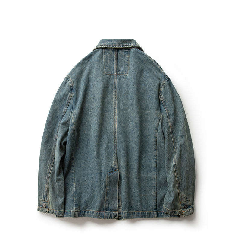 Japanese Retro Washed Distressed Denim Blazer - Loose Casual Jacket 2025 (Men)